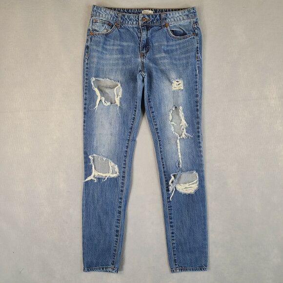 Forever 21 Premium Women's Jeans Size 27 (30x30) Tapered‎ Leg Distressed - Picture 1 of 9